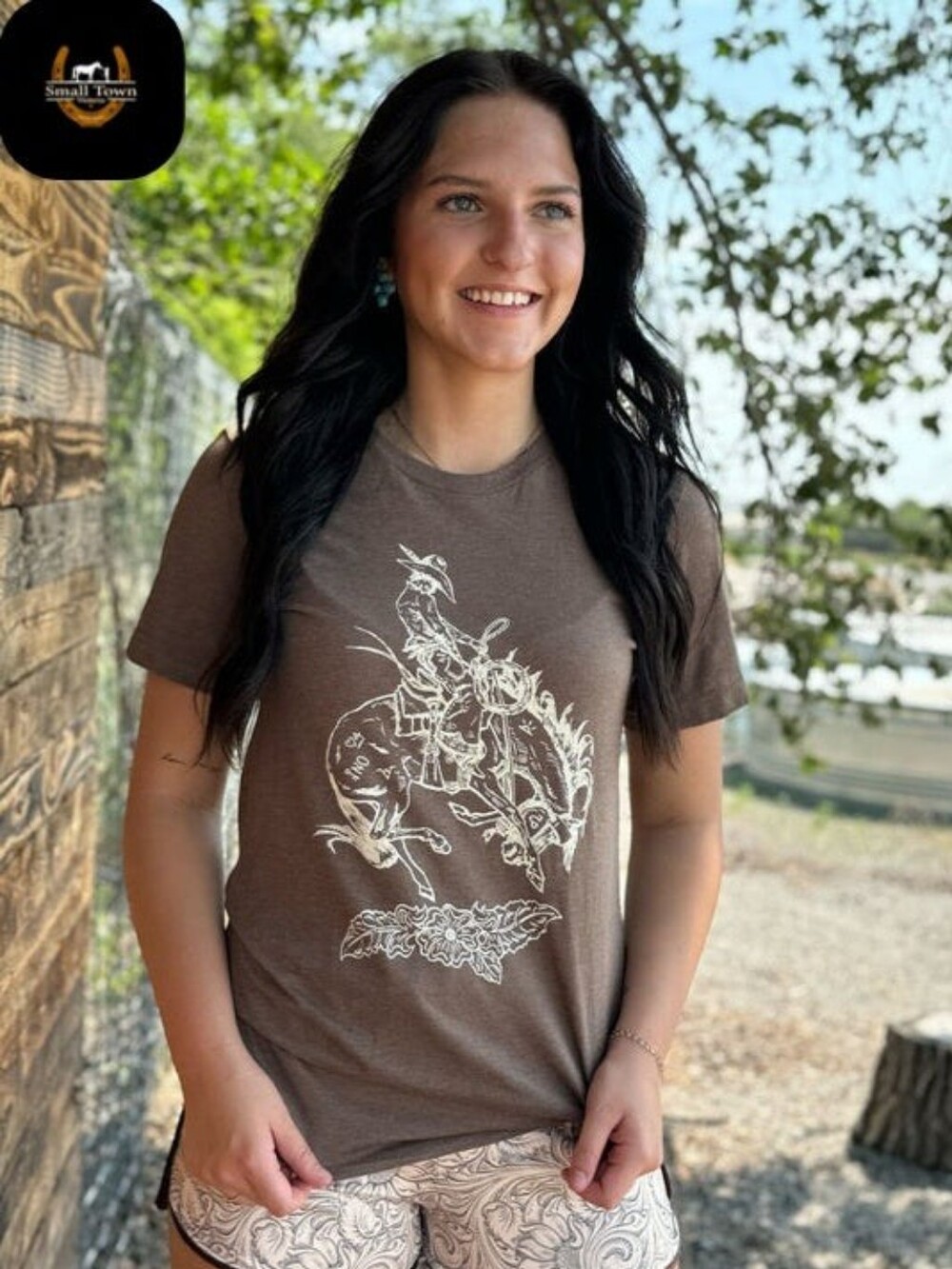 Bucking Bronc Brown Tee